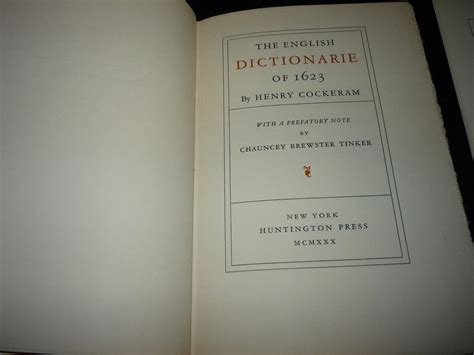 The English Dictionarie Of 1623 Henry Cockeram Ebay