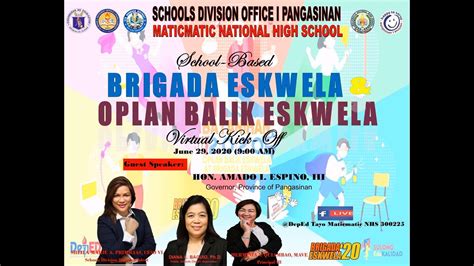 School Based Brigada Eskwela And Oplan Balik Eskwela Virtual Kick Off