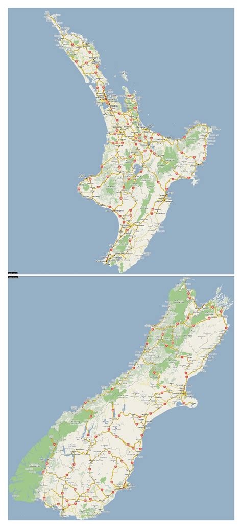 Large Road Map Of New Zealand With National Parks And Cities New