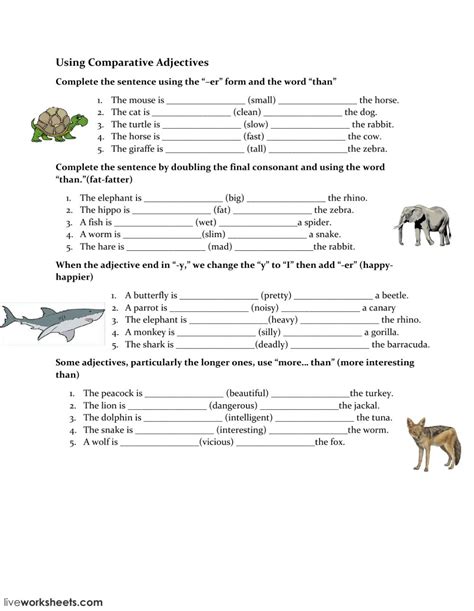 Live worksheets > english > english as a second language (esl) > comparatives and superlatives. Using Comparative Adjectives worksheet