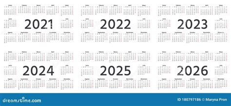 Spanish Calendar 2021 2022 2023 2024 2025 2026 Years Simple