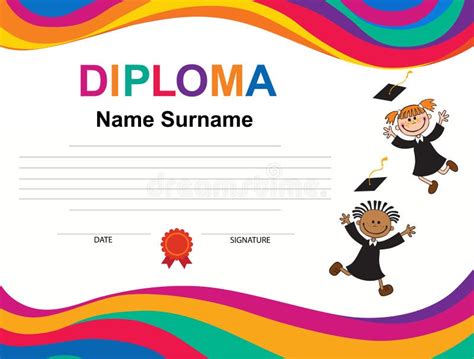 Kids Diploma Certificate Background Design Template Banner Stock Vector