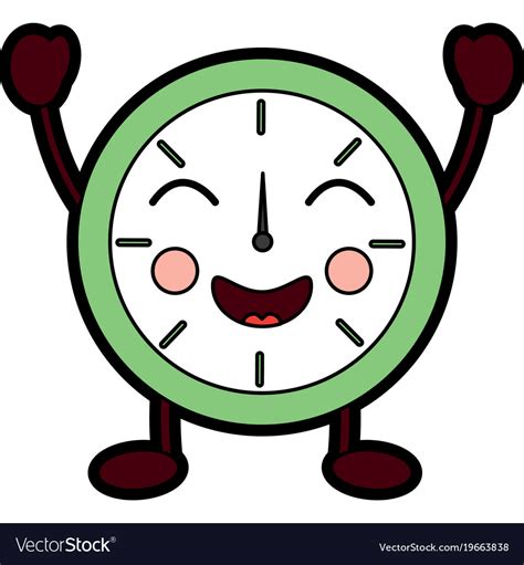 Happy Clock Kawaii Icon Image Royalty Free Vector Image