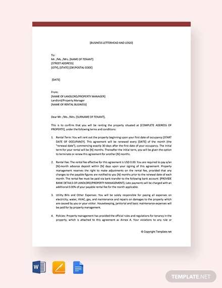 Free 15 Sample Rental Agreement Letter Templates In Ms Word Pdf