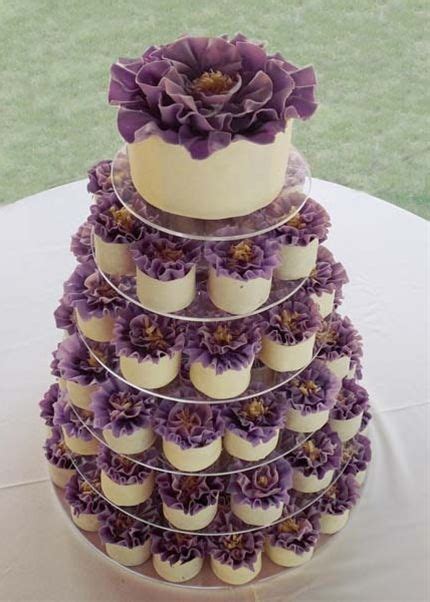 Purple Cup Cake Tower Purple Wedding Cupcakes Cupcake Tower Wedding