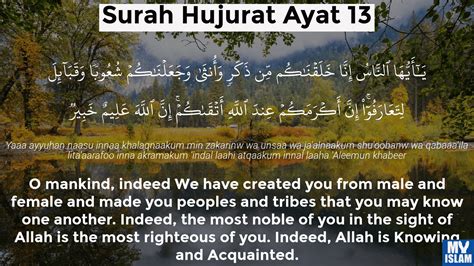 Surah Hujurat Ayat 13 4913 Quran With Tafsir My Islam