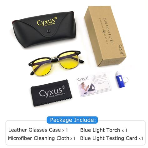 cyxus blue light filter semi rimless glasses anti eyestrain computer reading eyewear browline