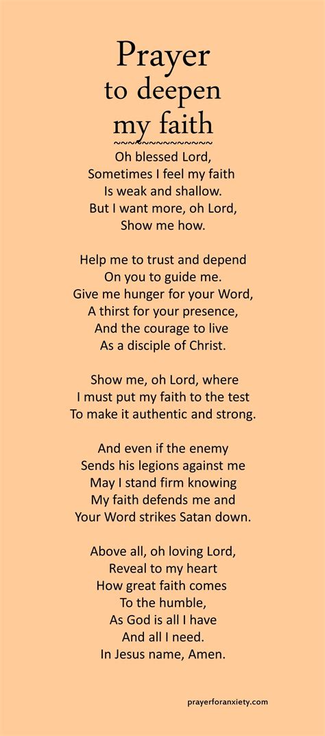 Prayer To Deepen My Faith Prayer For Anxiety