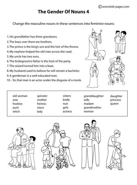 Gender Nouns Worksheet For Grade 1 Thekidsworksheet