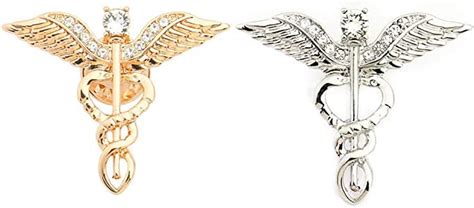 Hanreshe Caduceus Brooch Pins 2 Pieces Medical Jewelry T