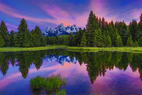 Sunset Reflection Of Mountain And Lakes Hd Wallpaper Background Image