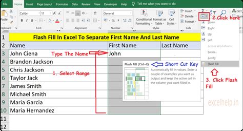 Flash Fill To Separate First And Last Name In Excel Excel Help