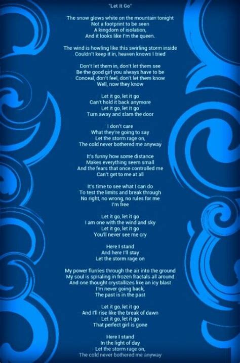 Let It Go Lyrics Let It Go Lyrics Disney Song Lyrics Disney Songs