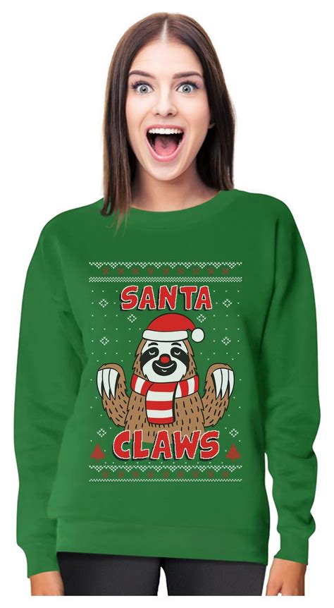 Tstars Womens Ugly Christmas Sweater Santa Claws Sloth Christmas T