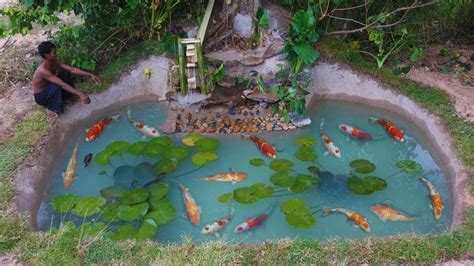 Building A Beautiful Concrete Sealed Stone Koi Fish Pond With A