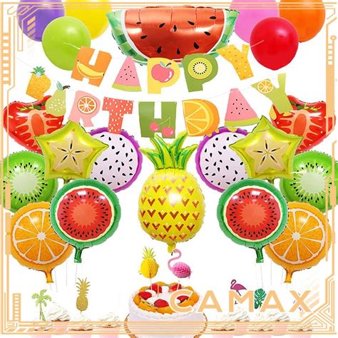 Cmax Watermelon Mylar Balloons Fruit Happy Birthday Banner Party Decorations 12in Latex