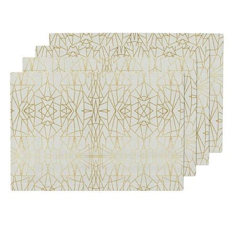 Angles Placemats Set Of 2 Geometric Angles Gold Cream Etsy