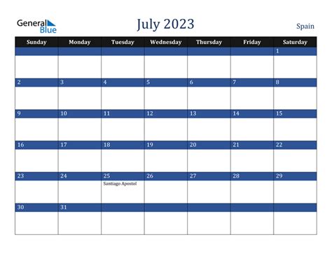 July 2023 Calendar With Spain Holidays