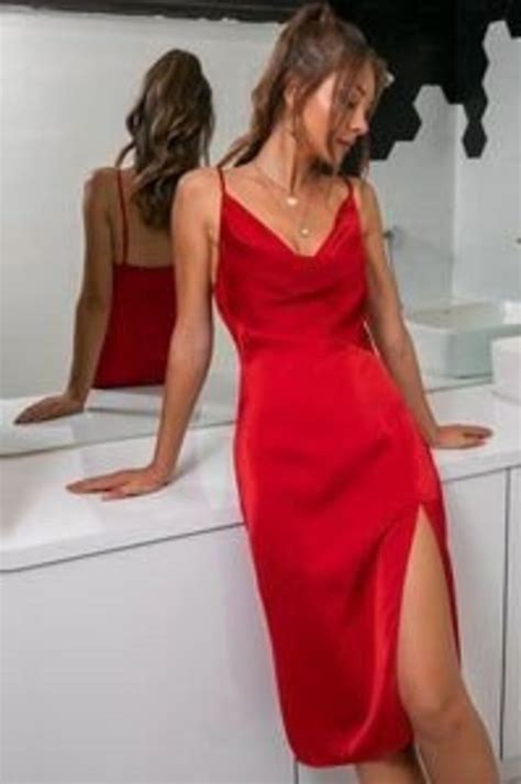 Red Silk Slip Midi Dress Silk Slip Trends Dress Bridesmaid Style Dress