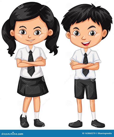 Boy And Girl In School Uniform Stock Vector Illustration Of Character