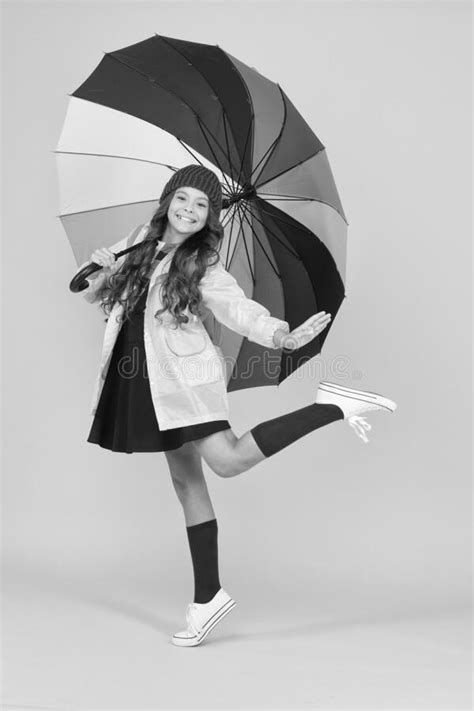 Have Fun Positivity Concept Rainy Day Fun Happy Walk Under Umbrella