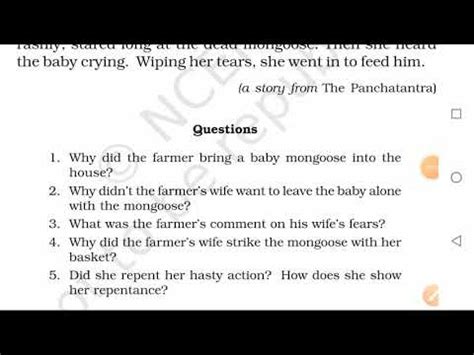 Class 6 The Friendly Mongoose Book Exercise Ncert YouTube