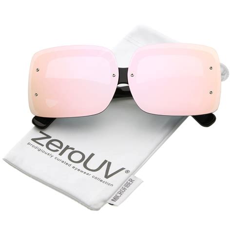 zerouv oversize bold rimless chunky arms color mirror square sunglasses 71mm sunglasses