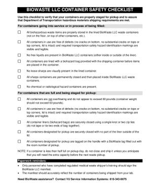 Fillable Online Weekly Hazardous Waste Inspection Checklist Fax Email