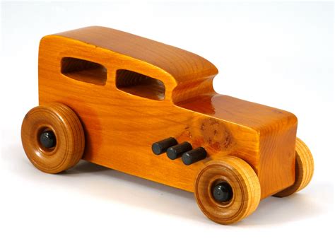 Wood Toy Car Hot Rod 32 Sedan Pine Amber Shellac Black Pipes Etsy