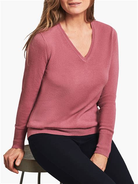 Pure Collection Cashmere V Neck Sweater Orchid Pink At John Lewis And Partners
