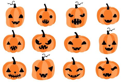 Cute Halloween Pumpkin Clipart Set With Eyes And Mouths