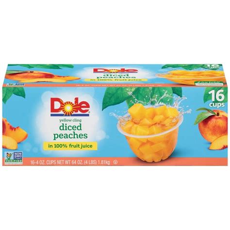 Dole Fruit Bowls In Box Diced Peaches In 100 Fruit Juice Dole Yellow
