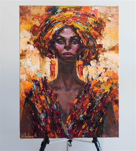 African Queen Portrait By Anastasiya Valiulina 2021 Painting Oil On