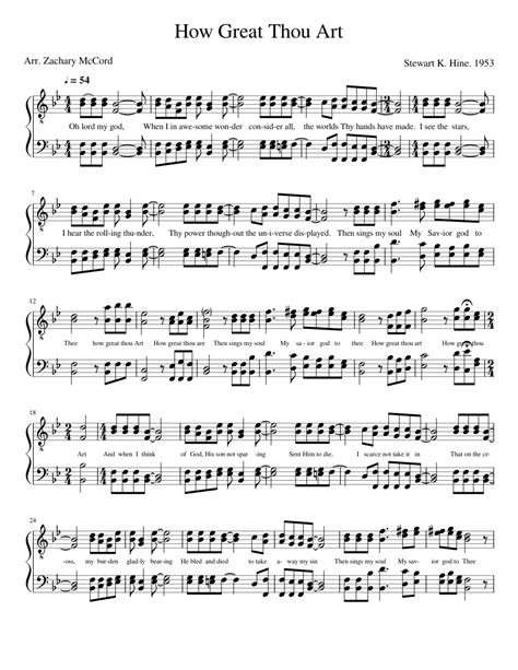 How Great Thou Art Sheet Music For Piano Solo