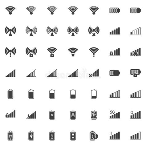 Mobile Phone Signal Vector Icons Set Stock Vector Illustration Of