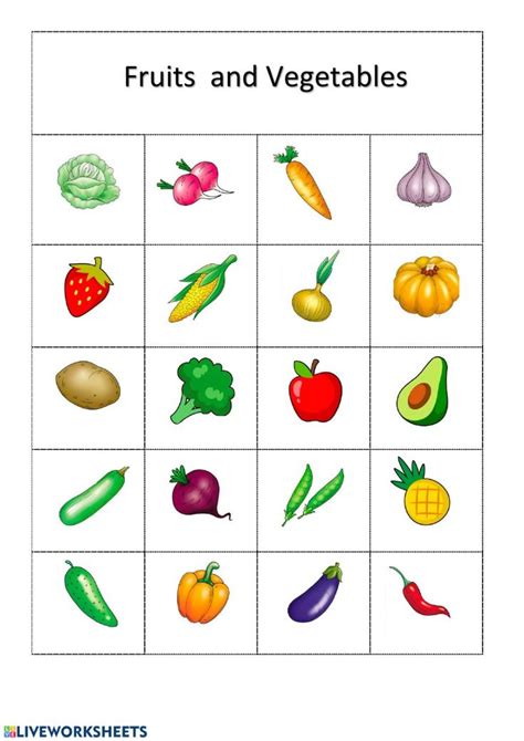 Fruits And Vegetables Interactive Worksheet Fruits And Vegetables