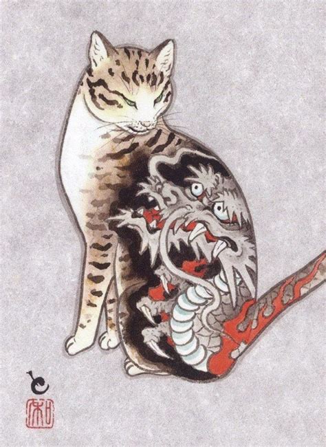 Cats Tattooing Each Other In Surreal Japanese Ink Wash Paintings