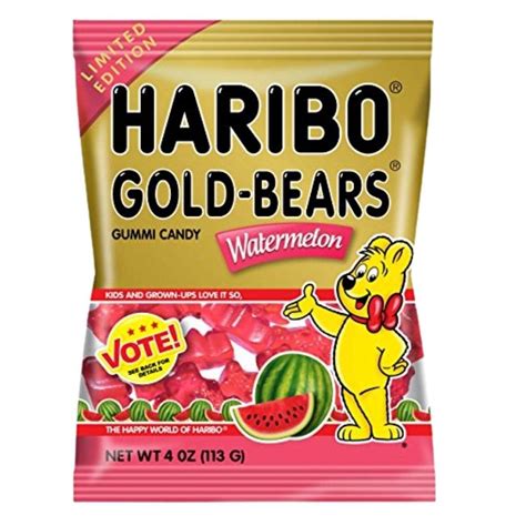 haribo goldbears gummi candy 4 oz pack watermelon and pineapple gummy sweet chewy bear shaped