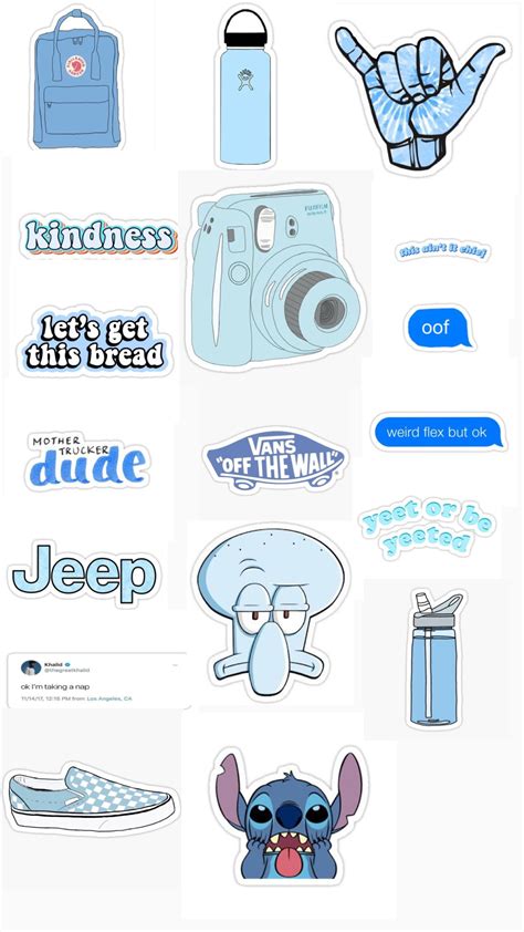 Blue Aesthetic Stickers 💙 Rozet Tasarımı Çıkartma Stickers