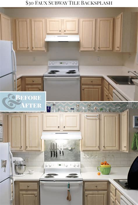 A ceramic tile backsplash is a great solution that can be applied over almost any wall surface. $30 Faux Subway Tile Painted Backsplash Tutorial