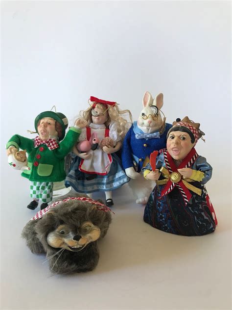 Vintage Alice in Wonderland Christmas Ornaments Set of 5 | Etsy
