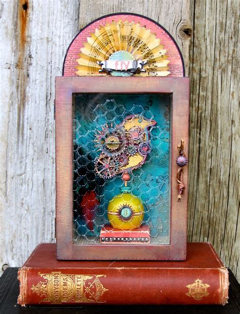 Steampunk Mixed Media Shadow Box Closed See Other Images Perfect