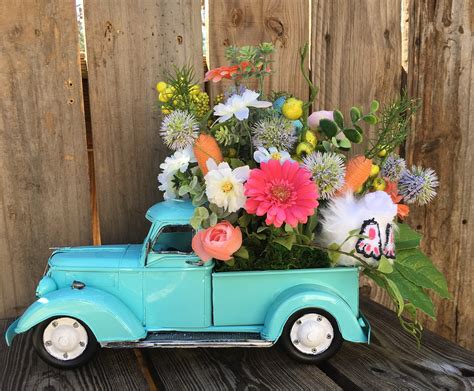 Easter Centerpiecerustic Spring Truck Floral Arrangement Etsy