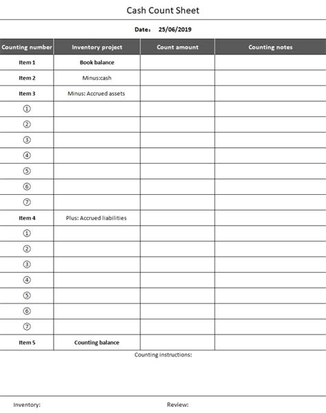 Excel Of Cash Count Sheetxls Wps Free Templates