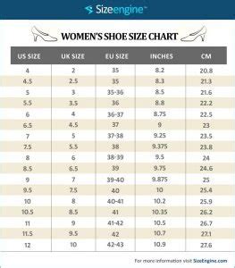 Women Shoe Size Chart: US to UK, and EU Conversion Guide - SizeEngine