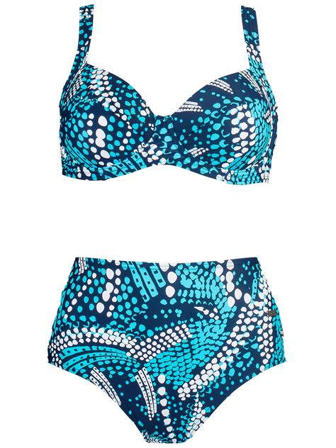 Naturana Naturana Blue Printed High Waist Bikini Set Size 10 Eu 38