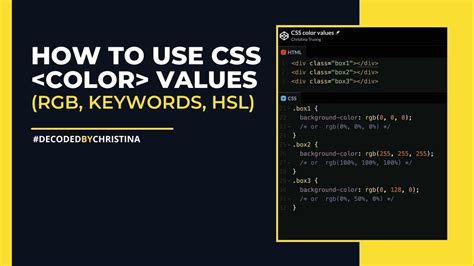 How To Use Css Color Values Rgb Keywords Hsl Youtube