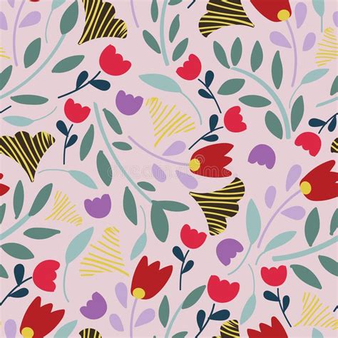 Pink With A Wide Variety Of Whimsical Flowers Seamless Pattern