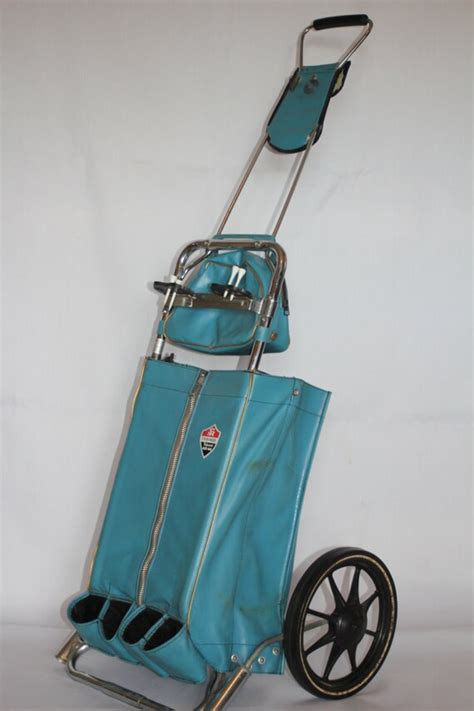 Vintage Golf Bag Pull Cart Turquoise Etsy