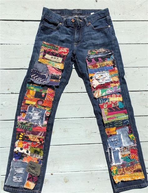 Patchwork Jeans Kantha Patchwork Hippie Boho Denim Patch Work